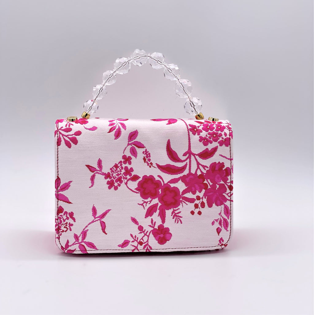 Grey / Pink Cherry Blossom Brocade Women's Wallet